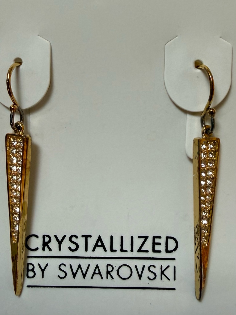 Swarovski Crystallized Gold Tone Crystal Spike Drop Earrings